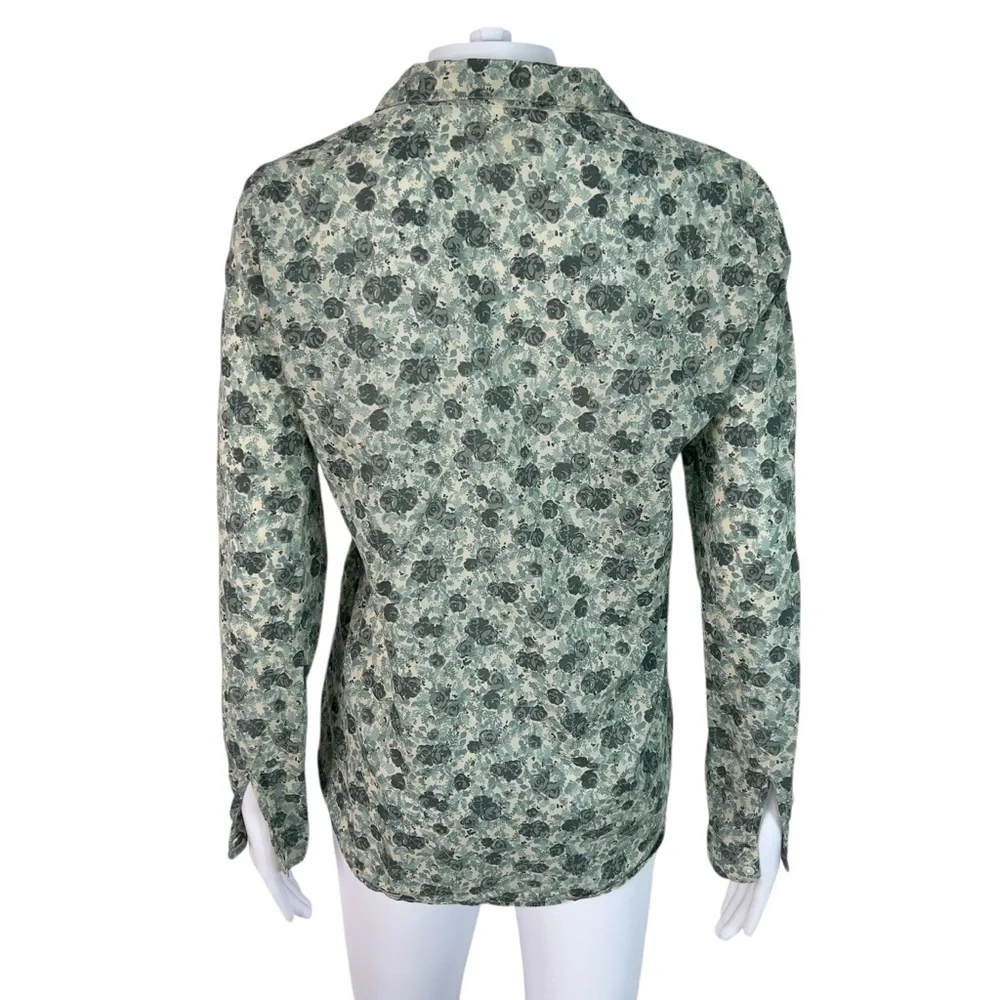 Sezane Green Floral Cotton Blouse Top Size 36 US 4 - Picture 2 of 12